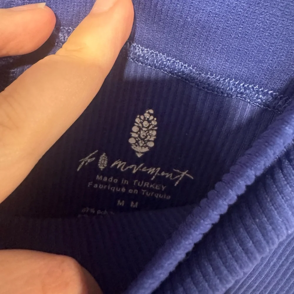 Indigo ribbed Free People V-waist biker‎ shorts